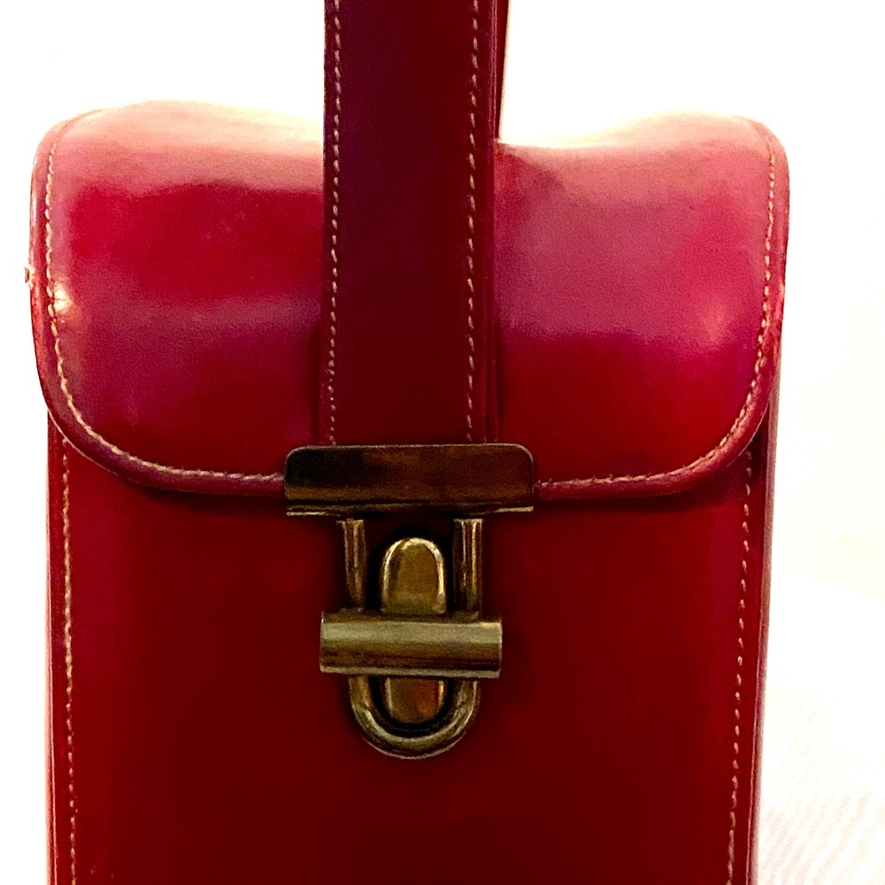 1950s Retro Vintage red leather evening purse. Very unique designer purse.